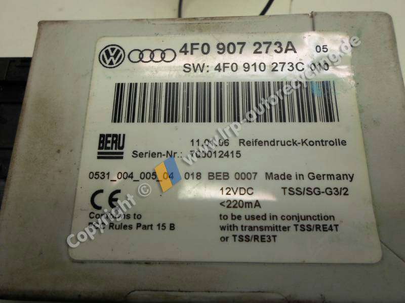 Audi A6 4F Steuergerät RDC 4F0907273A Beru 053100400504